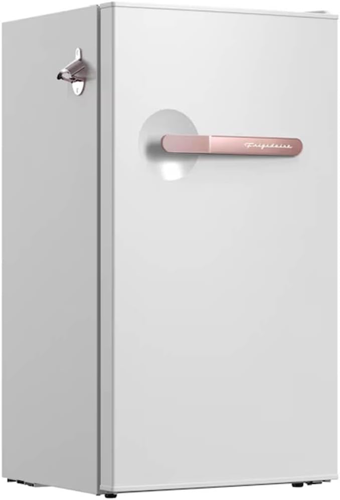 Frigidaire Refrigerator-Retro Mini Fridge Energy Saving-Adjustable Thermostat Control- Ideal for Dorm, Office, RV, Garage, Apartment 3.1 Cu Ft, SOFT ROSEGOLD