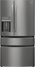 Frigidaire Gallery 21.5 cu ft Counter-Depth 4-Door French Door Refrigerator – 36″ Width, External Ice & Water Dispenser, Convertible Temp Drawer, Smudge-Proof Black Stainless Steel (Model GRMC2273CD)