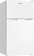 BANGSON 3.2 CU.FT Mini Fridge with Freezer Bedroom, 2 Door Office Small Refrigerator, Quiet Compact Fridge for Home, Dorm, Apartment, Garage, RV, Adjustable Thermostat, Low Noise, Black, White