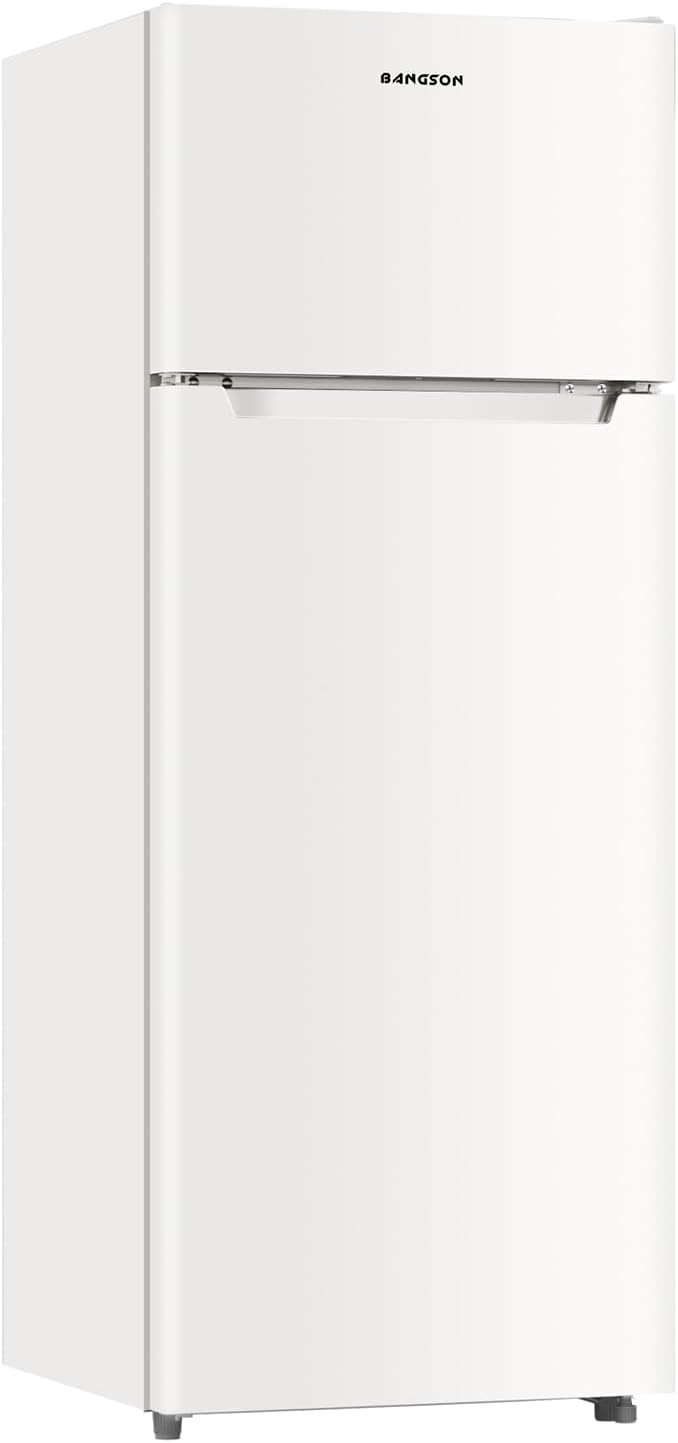 BANGSON 7.7 Cu.Ft Refrigerator with Top Freezer Apartment Size, Fridge for Small Spaces, Office Studio, Energy Saving Low Noise Adjustable Thermostat, Cream White