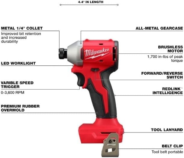 Milwaukee Electric - M18TRADE Compact BRUSHLESS 1/4 HEX Impact Drive