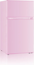 Saeoola Mini Fridge with Freezer, 3.2 Cu.Ft, 2 Doors Compact Mini Refrigerator with Separate Freezer for Dorm, Bedroom, Office, Apartment with 7-Level Temperature Control, Removable Shelves (Pink)