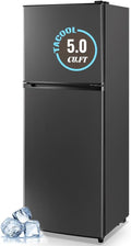 Small Refrigerator with Freezer Double Door Mini Fridge Top Freezer Adjustable Temperature for Dorm Office Apartment Dark Gray