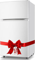 WANAI Mini Fridge with Freezer, 3.5 CU.FT Small Refrigerator with 2 Door & 7 Gear Mechanical Control & Side Bottle Rack, LED Light, Ideal for Dorm, Kitchen, Apartment, Office, White