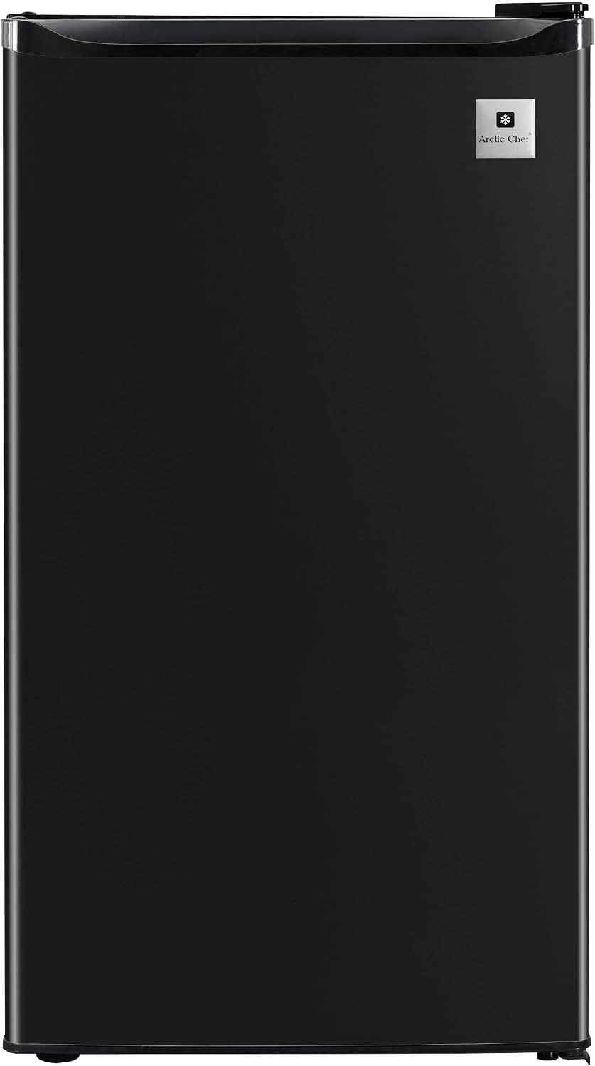 ARCTIC CHEF Mini Refrigerator-Freezer Compartment-Adjustable Thermostat Control-Reversible Doors-Ideal for Dorm, Office, RV, Garage, Apartment-Black, 3.2 CU.FT