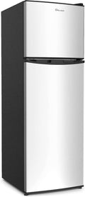 Simpli-Magic 10 Cu.Ft. Fridge with Freezer – Double Door Compact Refrigerator for Office, Dorm, Bedroom, Garage – Adjustable Thermostat, Large Capacity, Stainless Steel Finish