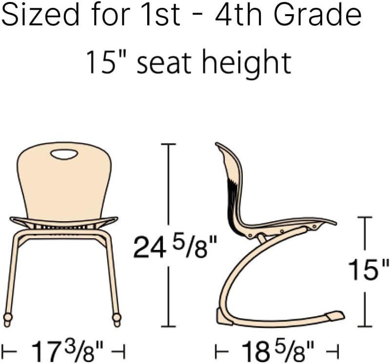 Virco ZROCK15 School Rocking Chair (4 Chairs) ZUMA Rocker Series 15' Seat Height for Students from 1st - 4th Grade, Appropriate for Libraries, Break Rooms and Reading Nooks - Navy