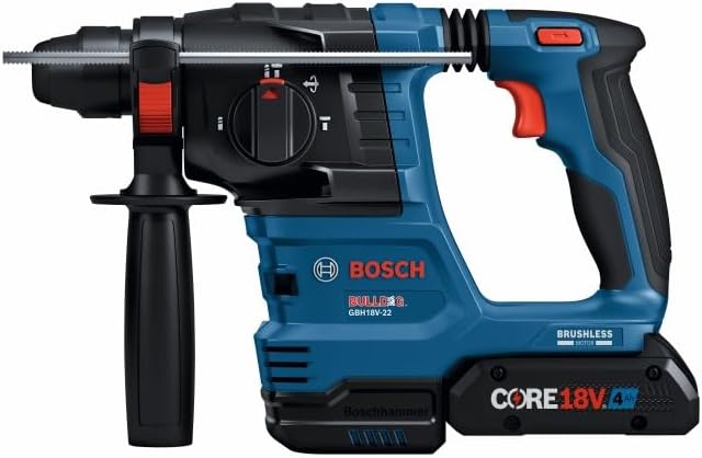 Bosch GBH18V-22K24 18V Brushless SDS-plus® Bulldog™ ¾ In. Rotary Hammer Kit with (2) CORE18V® 4 Ah Advanced Power Batteries