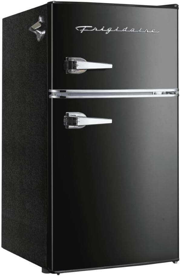 Frigidaire EFR840 Retro Mini Fridge with Freezer & Side Bottle Opener - Small 2 Door Refrigerator for Office Bar or College Dorm Room - 3.2 Cu Ft, Black