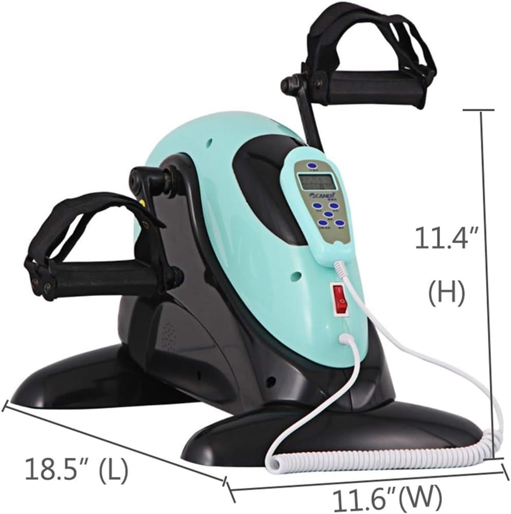Motorized Leg and Arm Pedal Exerciser Mini Exercise Bike with Bonus Mat, Fitness Electric 4-Speed Adjustable for Home and Office