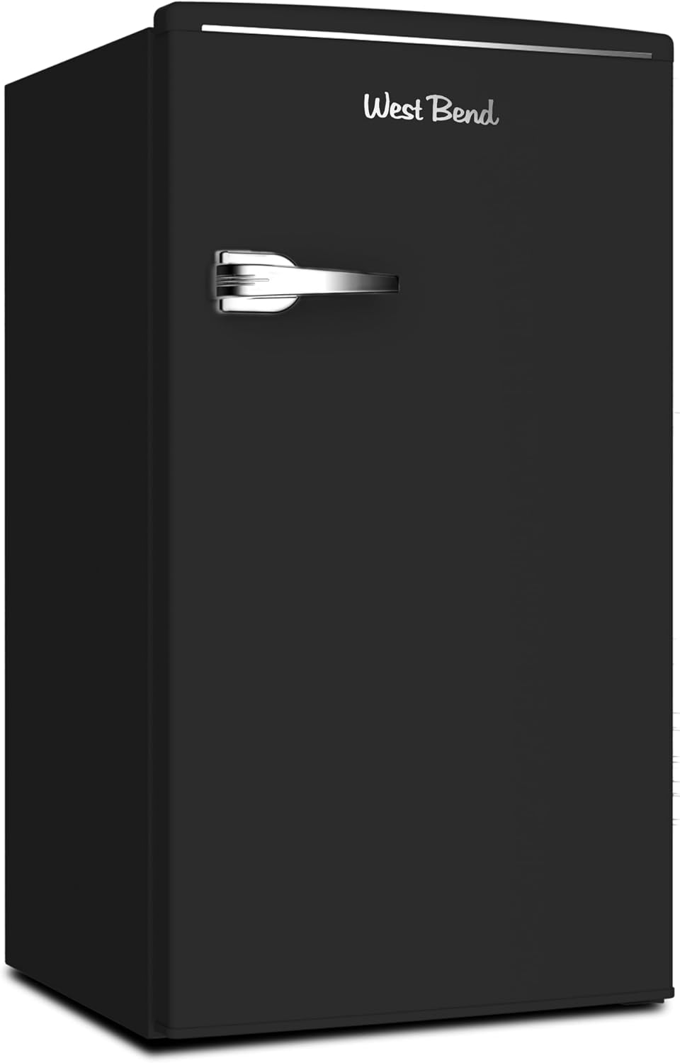 West Bend Mini Fridge for Bedroom, Office, Bar or College Dorm Room, Retro Compact Refrigerator features single door, removable glass shelves and adjustable temperature control, 3.0-Cu.Ft., Black
