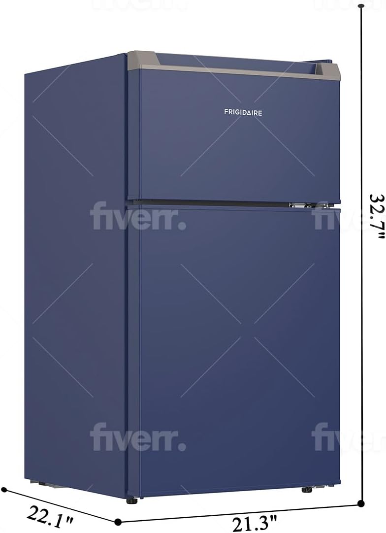 Frigidaire Compact Refrigerator with Top Freezer - 2 Door Fridge with 3.2 Cu Ft, Contemporary Series, Blue