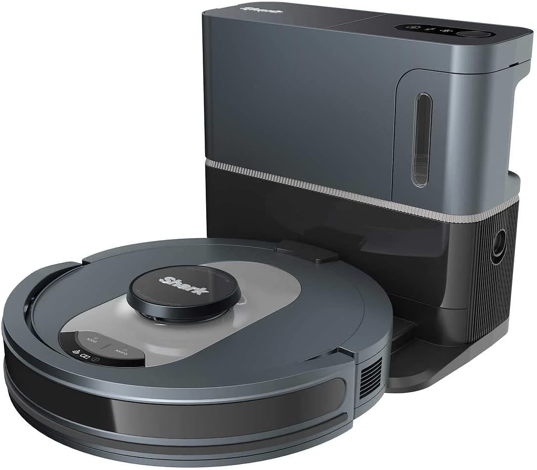 Shark UR2500SR AI Ultra Robot Vacuum, with Ultra Clean, Home Mapping, 30-Day Capacity Bagless Self Empty Base, Perfect for Pet Hair, WiFi, Compatible with Alexa, Black/Silver (Renewed)