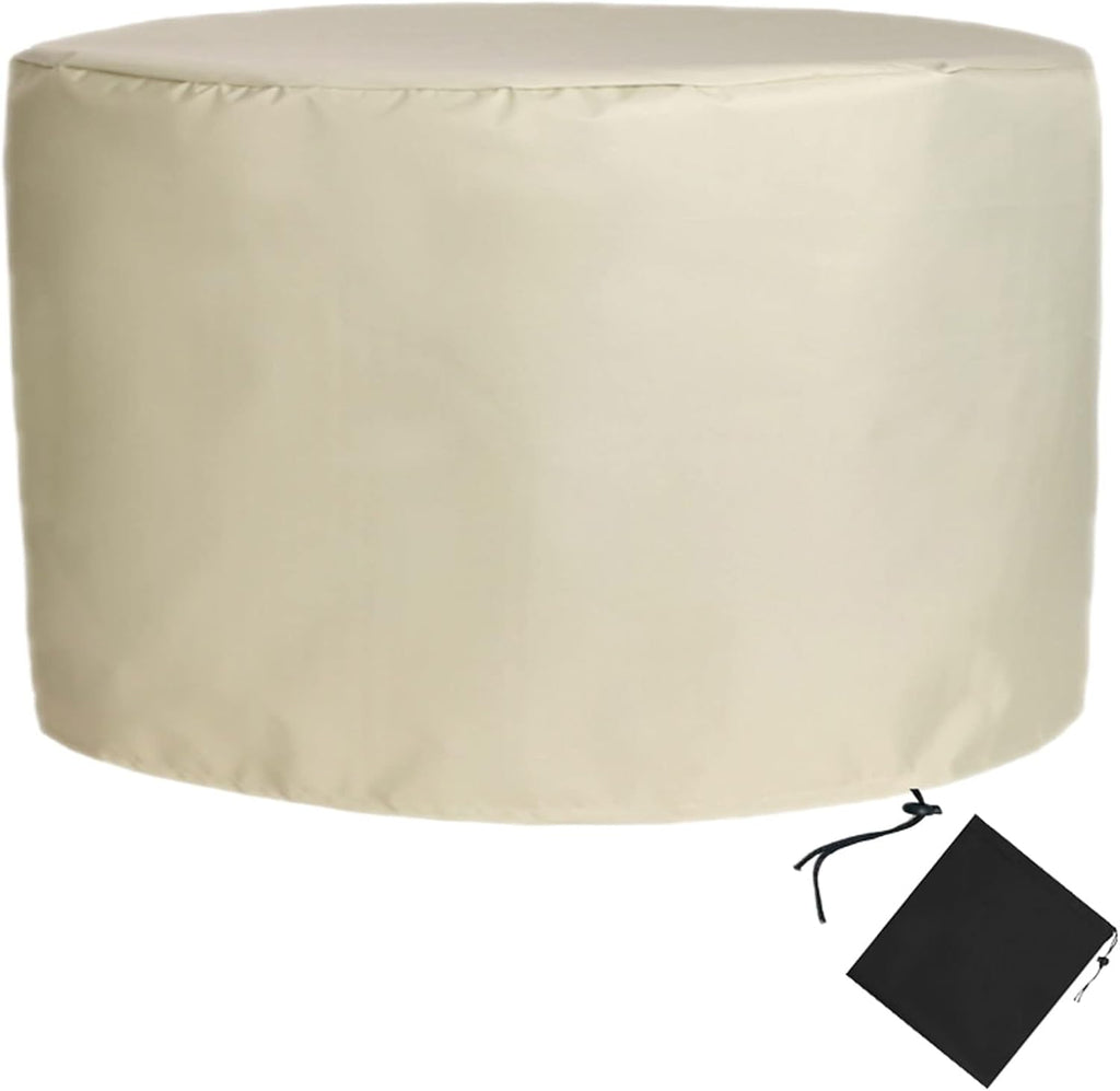 YSUEFIJO Garden Furniture Covers Waterproof Round 150x35in Patio Furniture Cover Beige for Sofa Dining Table and Chairs Anti-UV Durable 420d Oxford Fabric Rip Proof with Black Storage Bag
