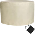 YSUEFIJO Garden Furniture Covers Waterproof Round 150x39in Patio Furniture Cover Beige for Sofa Dining Table and Chairs Anti-UV Durable 420d Oxford Fabric Rip Proof with Black Storage Bag