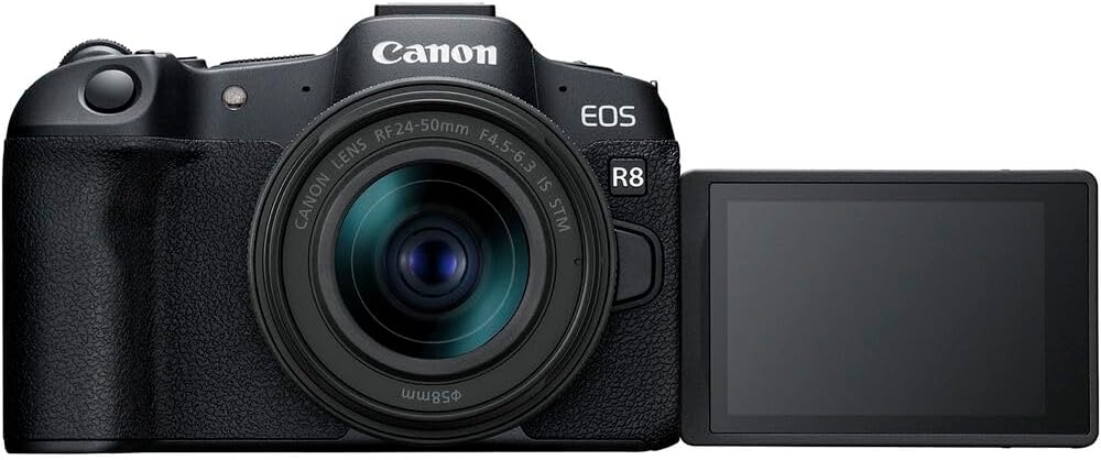 Canon EOS R8 Mirrorless Camera – 24.2MP Full-Frame RF Camera with 4K 60p Video, Dual Pixel AF II & Lightweight Design (with 24–50mm Kit) (5803C012) + 64GB Memory Card + Canon Shoulder Bag