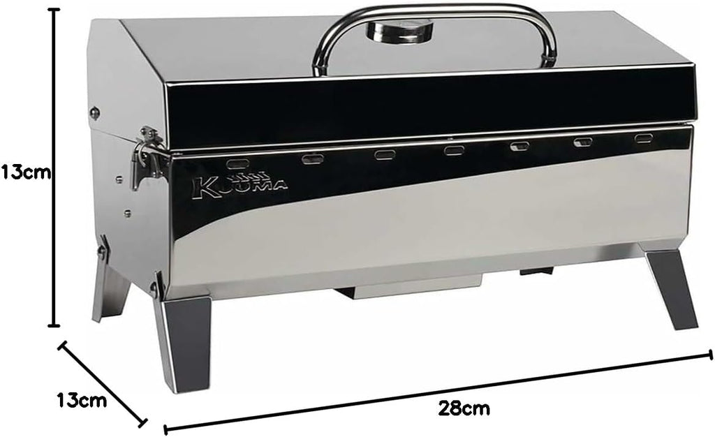 Kuuma Stow and Go Propane Tabletop and Mountable Grill - Stainless Steel Gas Grill with Foldable Legs | Great for Camping, Boating, Picnics, Barbeques & More |13,000 BTUs - (58130)