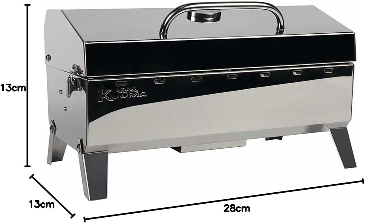 Kuuma Stow and Go Propane Tabletop and Mountable Grill - Stainless Steel Gas Grill with Foldable Legs | Great for Camping, Boating, Picnics, Barbeques & More |13,000 BTUs - (58130)