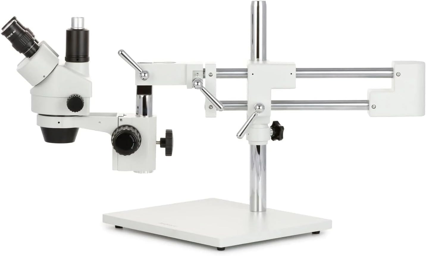 AmScope - 3.5X-180X Trinocular Stereo Microscope with 4-Zone 144-LED Ring Light and 10MP Camera - SM-4TZZ-144A-10M
