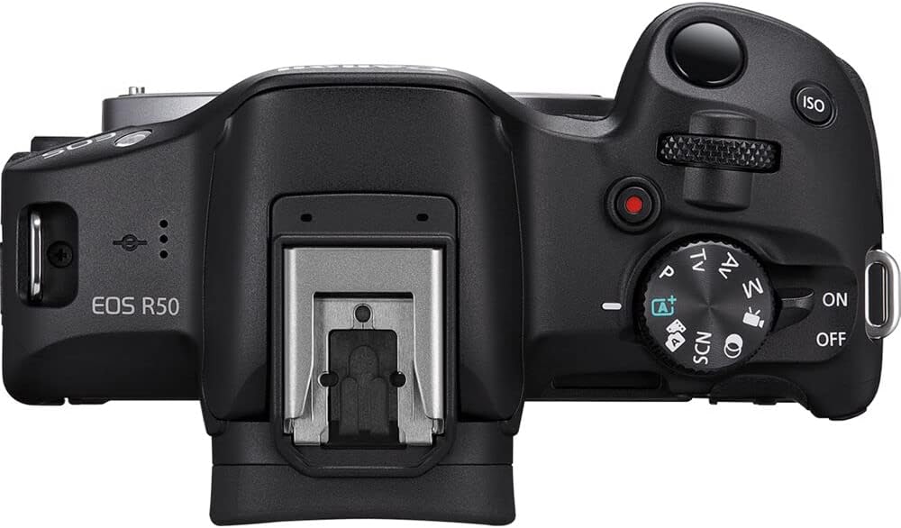 Canon EOS R50 Mirrorless Camera with 18-45mm Lens (Black) (5811C012) + 64GB Card + Filter Kit + Corel Photo Software + Bag + Charger + LPE17 Battery + Card Reader + Flexible Tripod + More (Renewed)