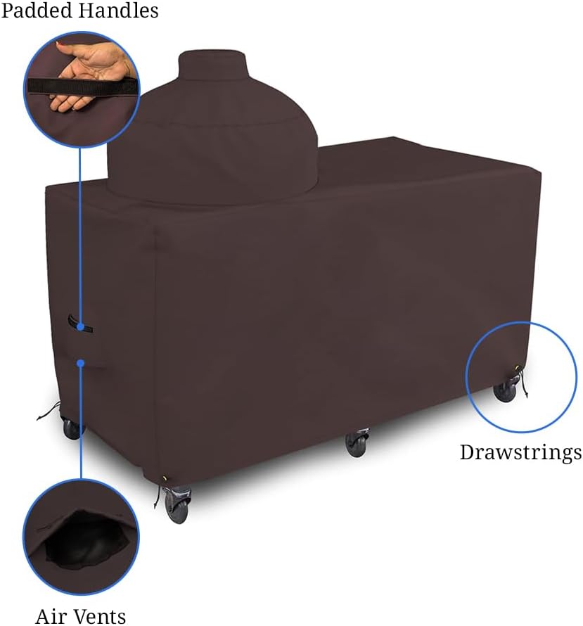 Big Egg Grill Outdoor Patio Covers 18 Oz Waterproof - 100% UV & Weather Resistant PVC Coated Patio Furniture Covers with Air Pockets & Drawstring for Snug fit (60' L x 36' D x 50' H, Coffee)