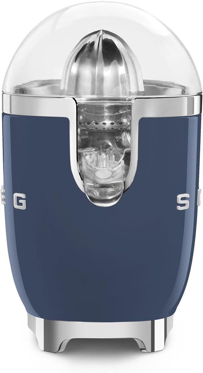 SMEG 50's Retro Style Citrus Juicer with Drip Free Spout, Automatic Activation, and Efficient Straining, Navy