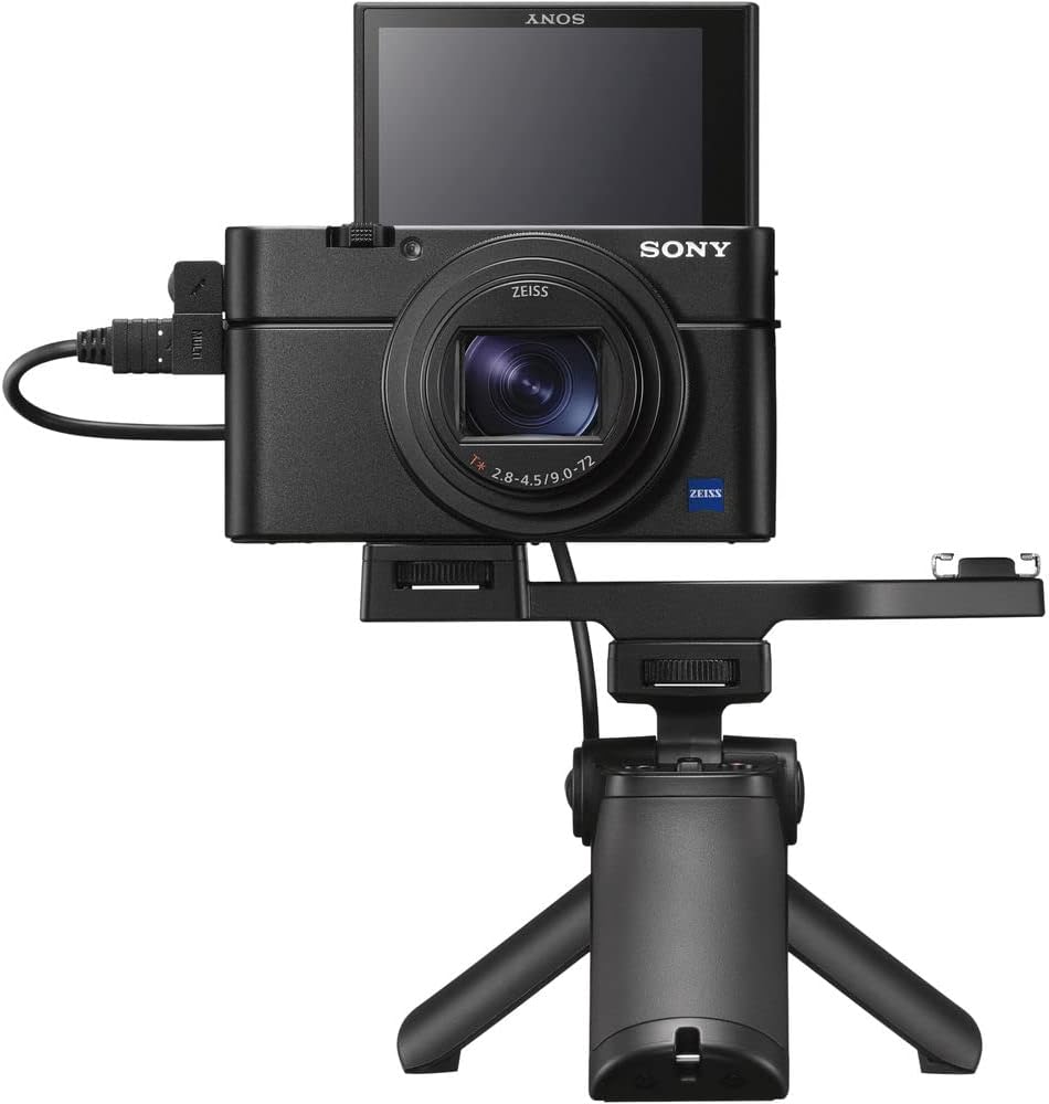 Sony Cyber-Shot DSC-RX100 VII Digital Camera with Shooting Grip Kit (DSC-RX100M7G) + 2 x 64GB Card + Case + 3 x NP-BX1 Battery + Card Reader + LED Light + Corel Photo Software + More (Renewed)
