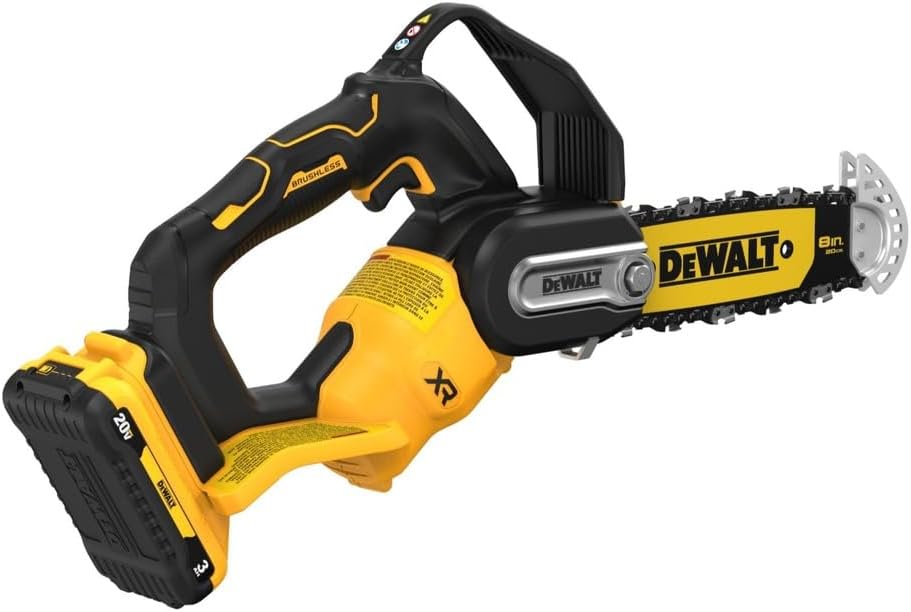 DEWALT 20V MAX 8 inch Brushless Cordless Pruning Chainsaw with 3 Ah Battery Included (DCCS623L1)