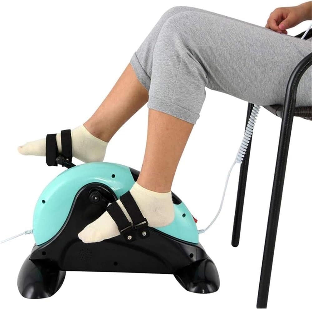Motorized Leg and Arm Pedal Exerciser Mini Exercise Bike with Bonus Mat, Fitness Electric 4-Speed Adjustable for Home and Office