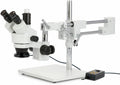AmScope SM-4TZZ-144A Professional Trinocular Stereo Zoom Microscope, WH10x and WH20x Eyepieces, 3.5X-180X Magnification, 0.7X-4.5X Zoom Objective, Ambient Lighting, Double-Arm Boom Stand, Includes 0.5X and 2.0X Barlow Lens