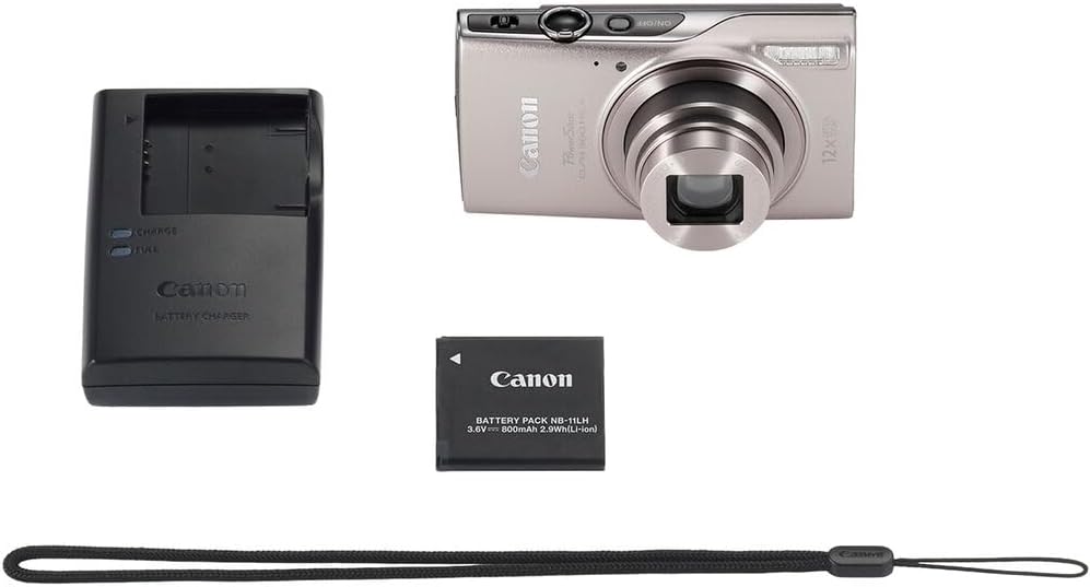 Canon PowerShot ELPH 360 HS A Digital Camera Bundle (Silver) + Sandisk 128GB Extreme Micro SD Card & Photo/Video Editing Software Package (8 Items)