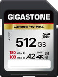 【5-Years Data Recovery】 GIGASTONE 512GB SD Card, 4K Camera Pro MAX, A2 4K SDXC Memory Card High Speed 4K UHD Video Compatible with Canon Kodak Digital Camera, with 1 Mini case