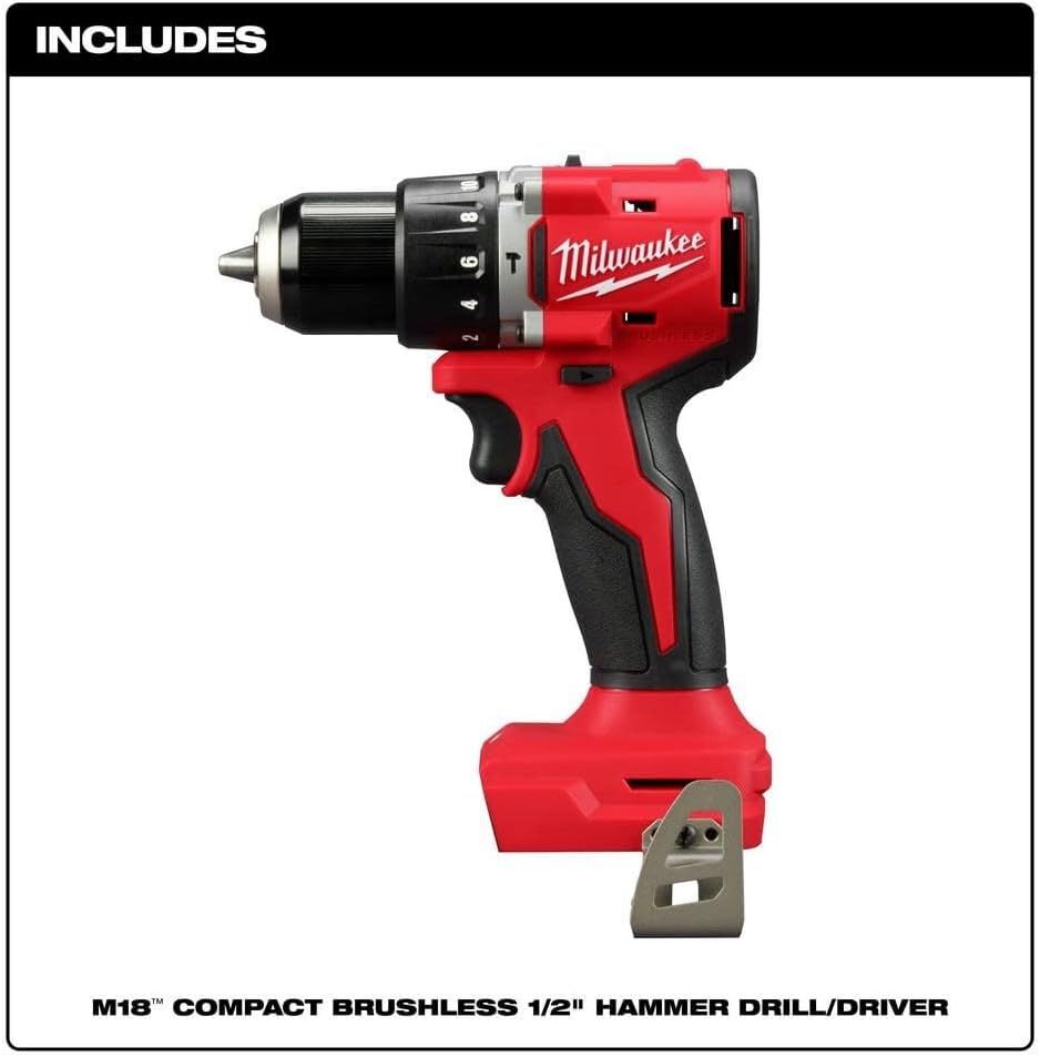 Milwaukee M18 Compact 1/2 in Hammer Drill/Driver (Bare Tool)(Renewed) 3602-20