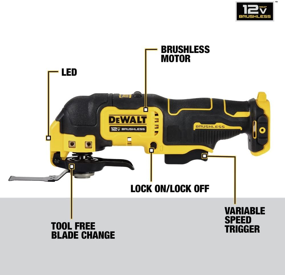 DEWALT XTREME 12V MAX Brushless Cordless Oscillating Tool with Blades and Adaptor, Bare Tool Only (DCS353B)