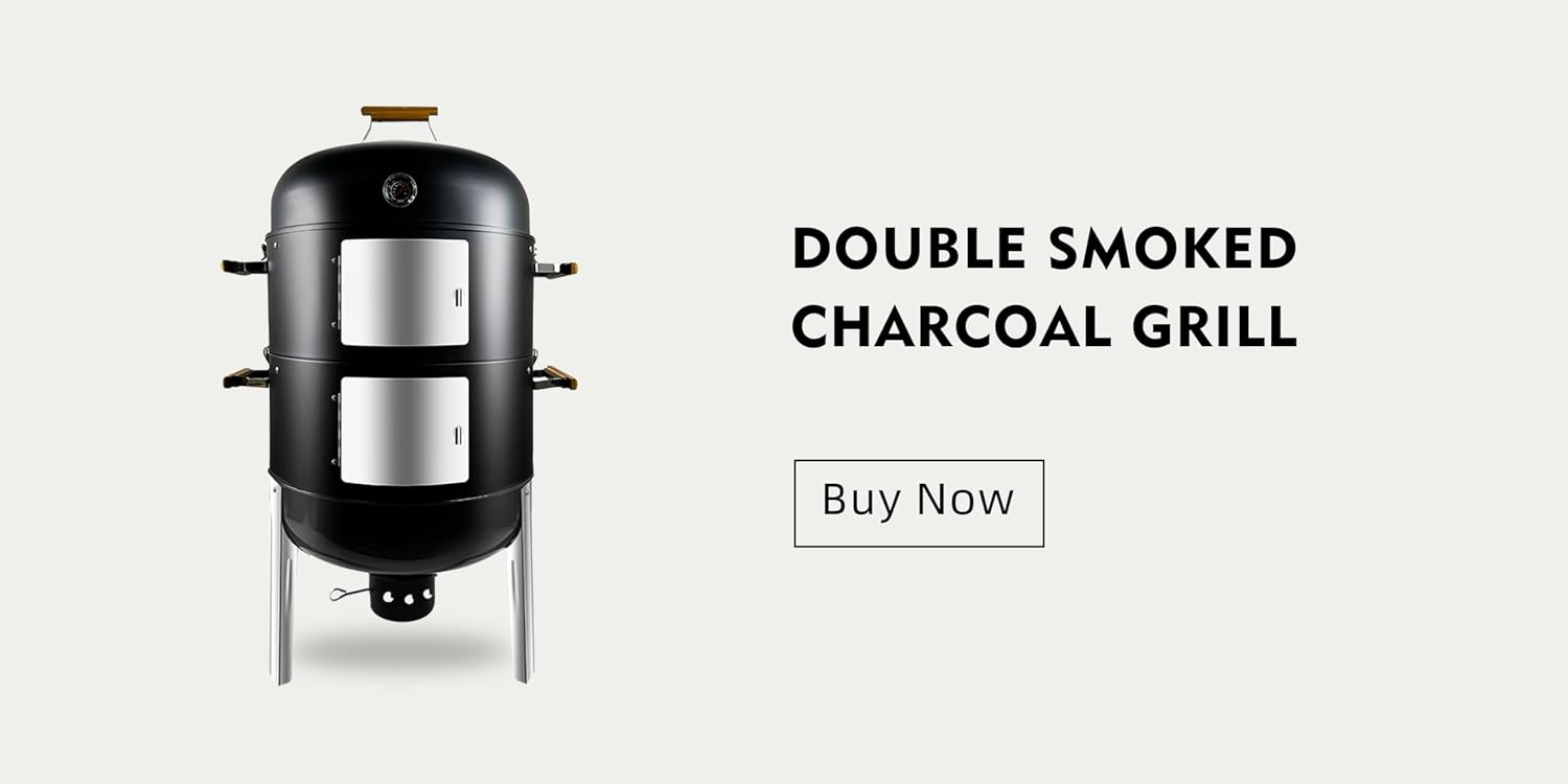 20.5' Smoker grill XXL built in thermometer Air vent 2 pcs doors Multi-Layer heavy duty Smoke BBQ with Rib hanger set with 4 Hooks Parties backyard