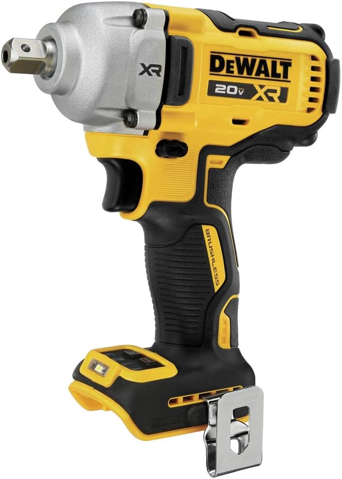 DEWALT 20V MAX XR Cordless Impact Wrench, 1/2', Includes Detent Pin Anvil and Belt Clip, Bare Tool Only (DCF892B)