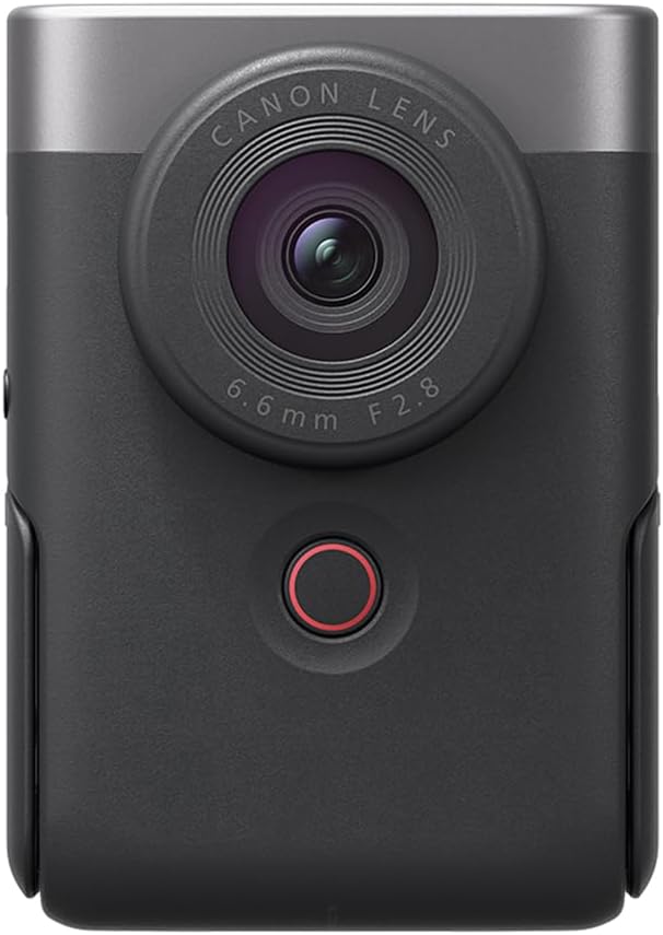 Canon PowerShot V10 Camera, Content Creator Compact Vlog Camera, Fixed 19mm Wide-Angle Lens, 4K Video, Face Detection, Built-in Microphone, Live Streaming, Vlogging, Built-in Stand, Silver