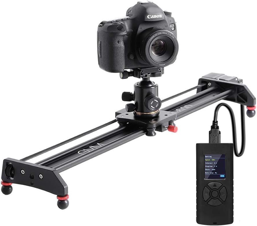 GVM Camera Slider, 27' Aluminum Alloy Motorized Slider with Time-Lapse, Video Shooting and Round Trip Shooting, Track Dolly Rail for Most DSLR Cameras for Interview Photography