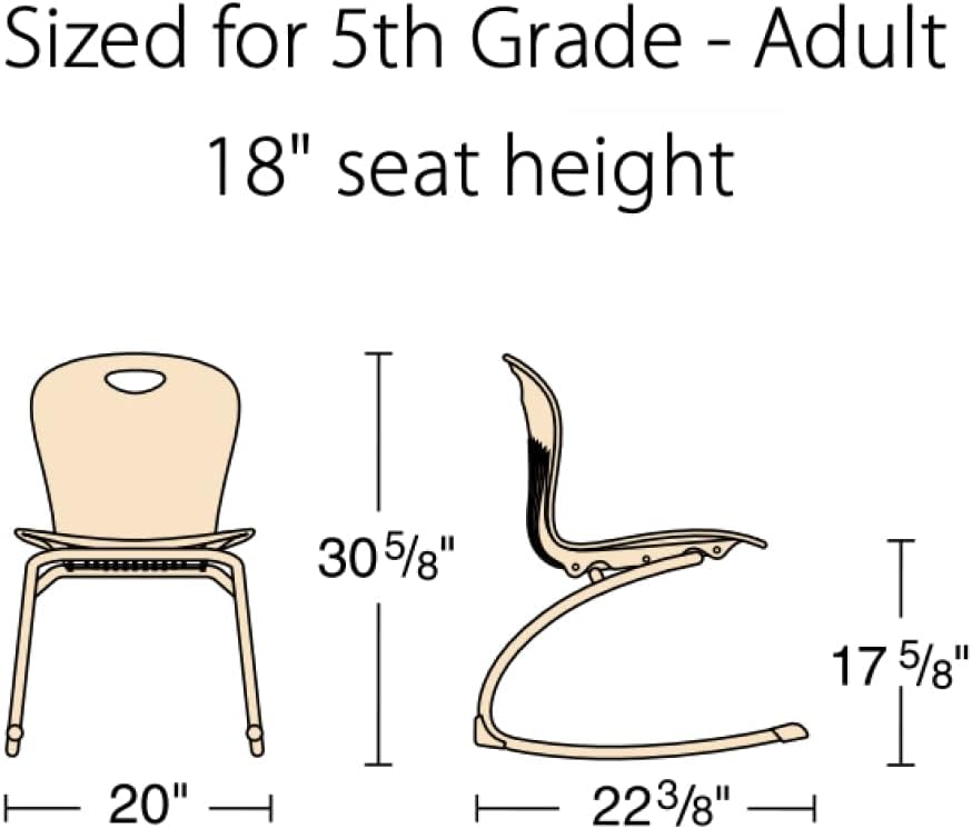 Virco ZROCK18 School Rocking Chair (4 Chairs) ZUMA Rocker Series 18' Seat Height for Students 5th Grade - Adult, Appropriate for Libraries, Break Rooms and Reading Nooks - Navy