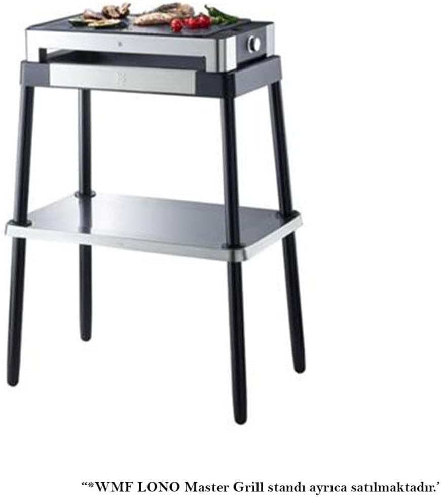 WMF Grill, Lono Ribbed Electric, Stainless Steel, Black, 2000W, 270 x 410 mm