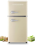 F.W.WOOLWORTHS 3.5 Cu.Ft Fridge with Freezer, Refrigerator with 2 Doors for Office, Kitchen, Dorm and Bedroom, Fridge with 7 Level Temp Adjustable Thermostat, Cream