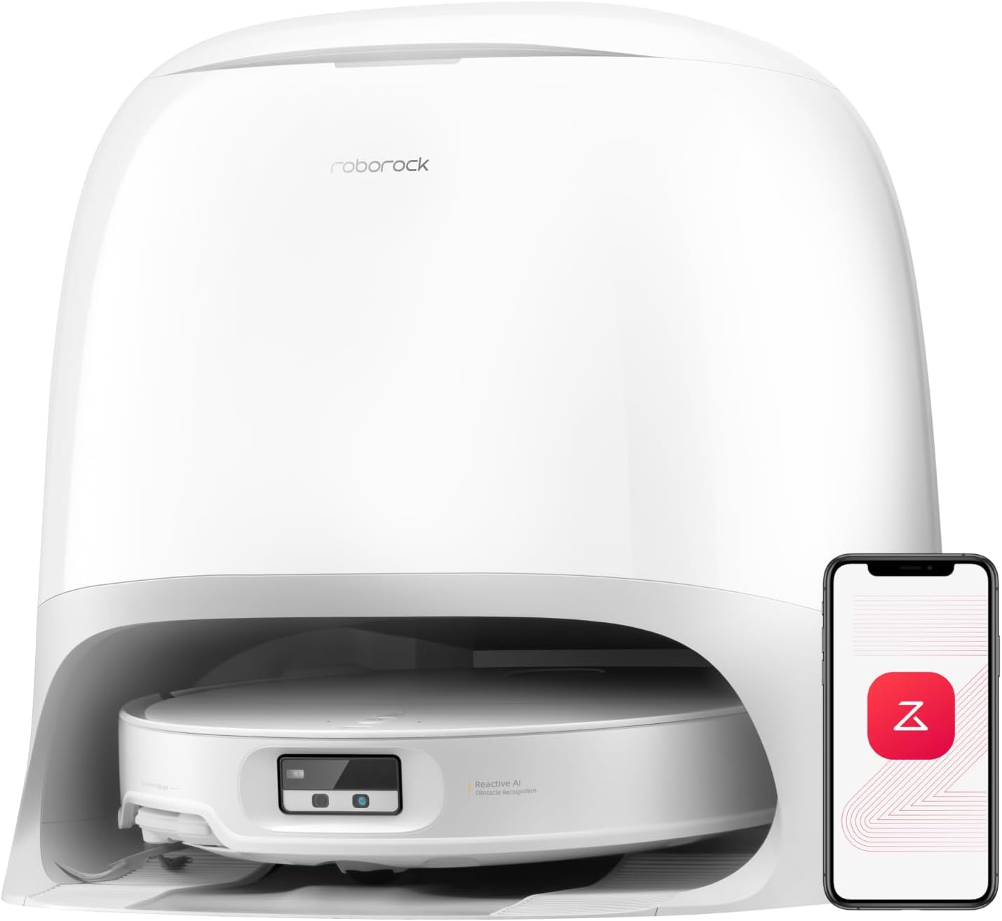 roborock Qrevo CurvX Robot Vacuum and Mop, 22,000Pa Suction, 3.14'' Ultra Slim, Zero-Tangling Design, Reactive AI Obstacle Recognition, AdaptiLift Chassis, Auto Hot Water Mop Washing & Drying