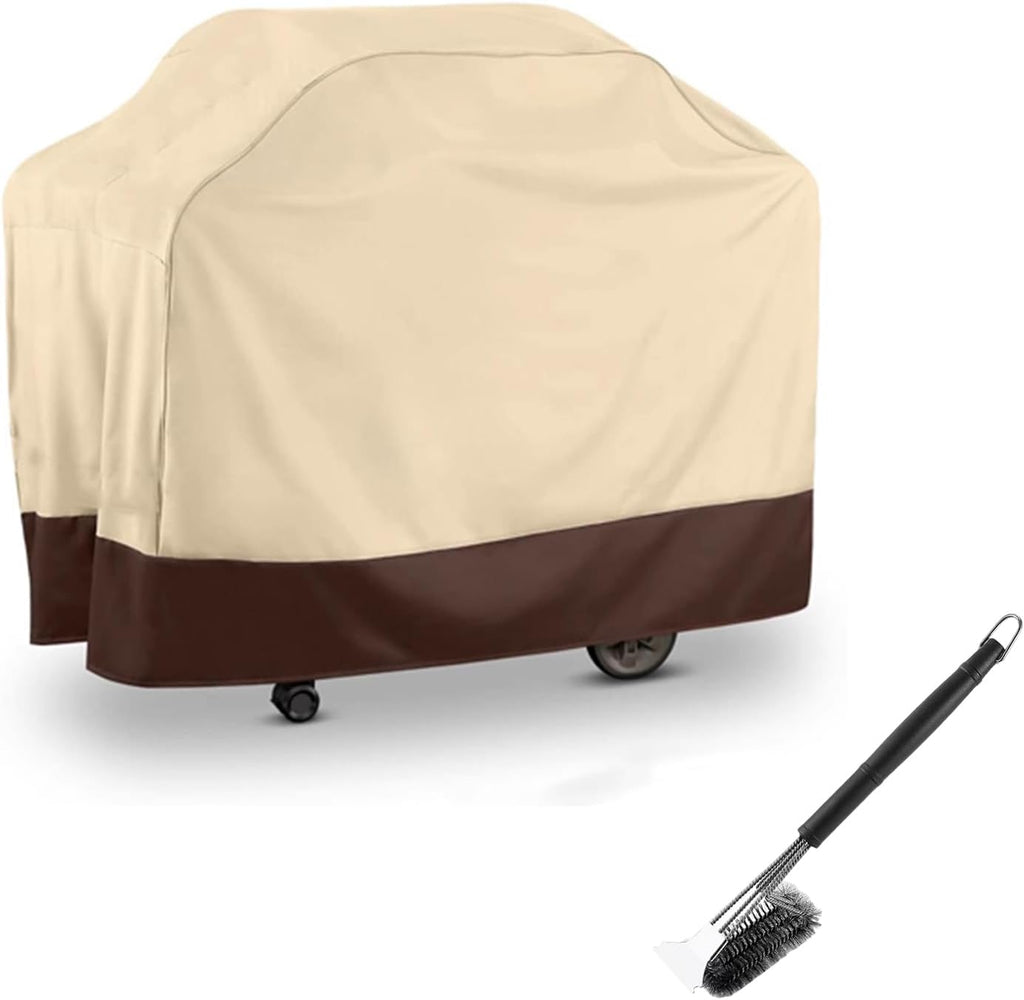 Heavy Duty Grill Cover 900D Oxford Cloth with PVC Liner, Outdoor Covers Waterproof Windproof Snowproof Sunproof, with Cinch Straps and Drawstring, with Grill Brush(Size:75 * 28 * 46in)