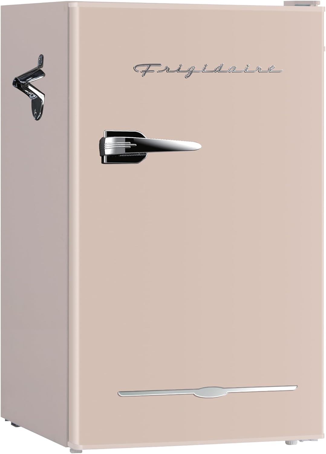 Frigidaire Retro Compact Fridge with Chiller, 3.2 cu ft Countertop Fridge with Built-In Bottle Opener, Compact Refrigerator for Office, Bedroom, Dorm Room or Cabin - 16.5' D x 19' W x 31' H (Coral)