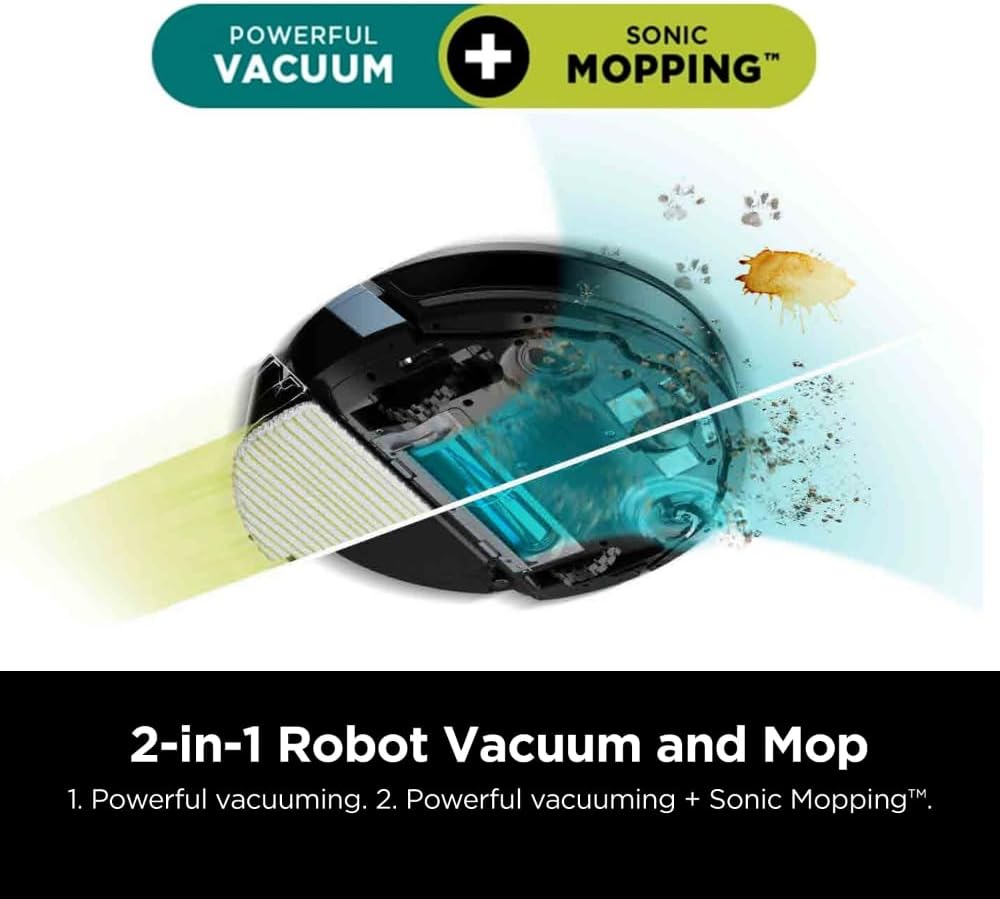 SHARK RV2620WD AI Ultra Robot Vacuum and Mop with Matrix Clean Navigation, CleanEdge Technology, Perfect for Pet Hair, Carpets, Hard Floors, Compatible with Alexa, Black/Mocha