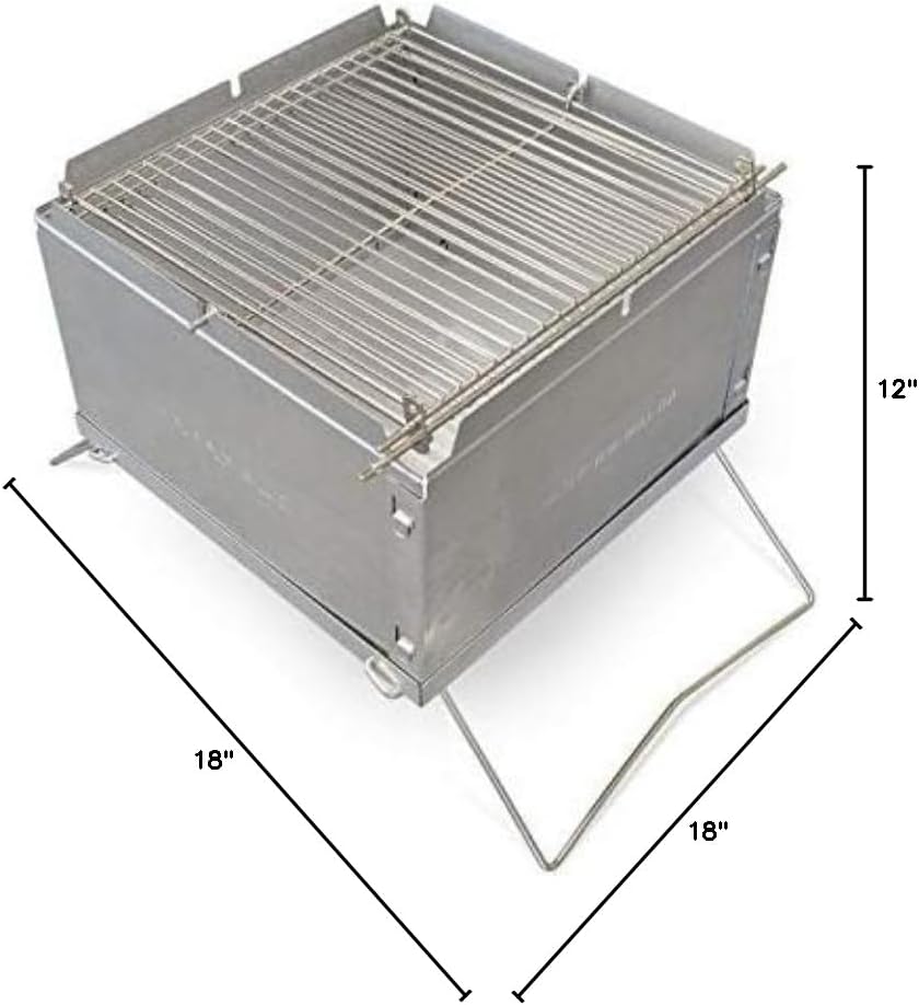 Generic Flip Flop Grill - Charcoal Barbecue Grill - Silver - Stainless Steel - Rotisserie Kit - Outdoor, Camping