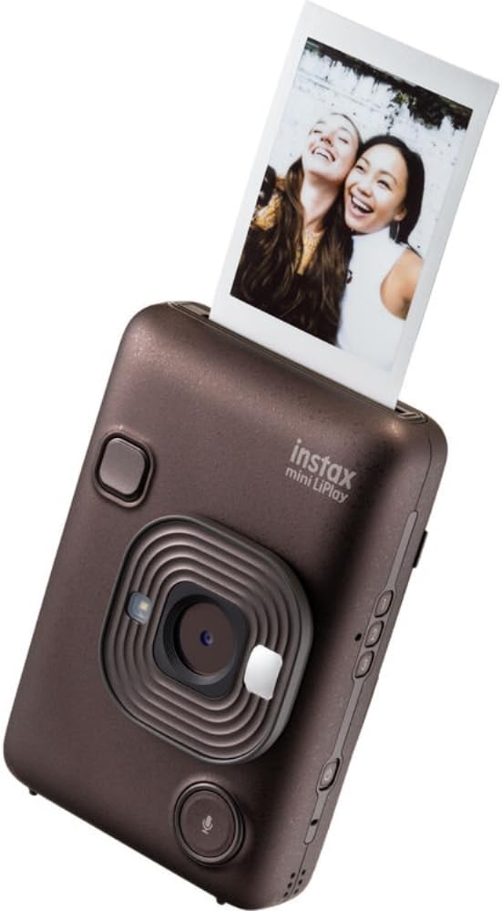 Fujifilm Instax Mini LiPlay Instant Camera | Bronze, Bundled with Instax Mini Instant Film | 40 Exposures + Album, Borders, Stickers & Clips + Cleaning Cloth (4 Items)