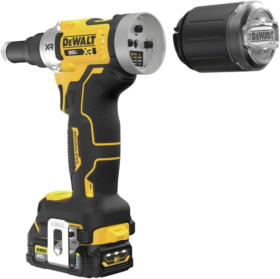 DEWALT 20V MAX XR Cordless Rivet Tool, 1/4', Battery and Charger Included (DCF414GE2)