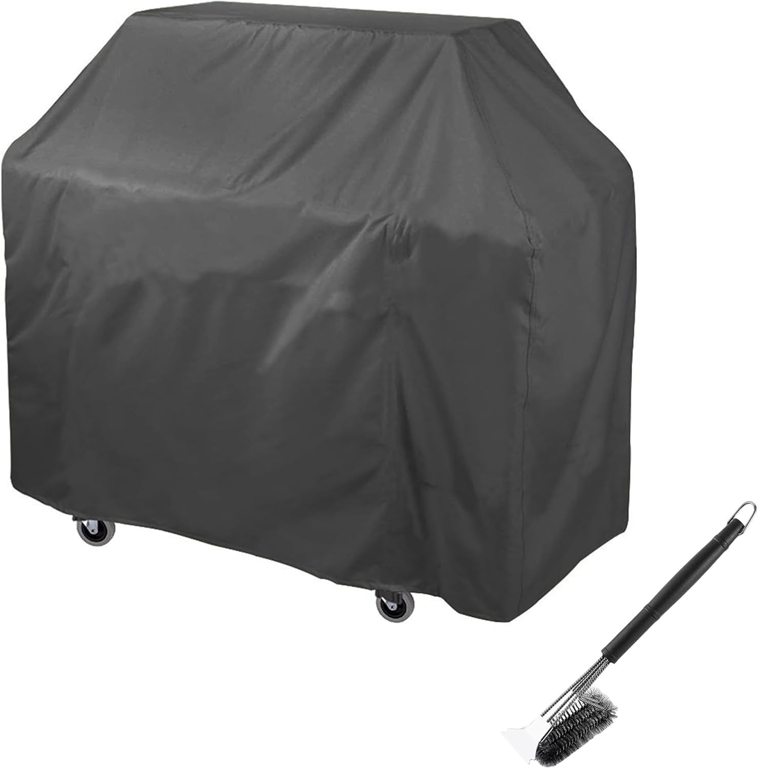 Grill Covers Heavy Duty Waterproof, Barbecue Cover 210D Silver-Coated Oxford Cloth, Wind, Rain, Snow Resistant, Universal Fit with Drawstring Closure with Grill Brush(Size:39 * 26 * 32in,Color:Black)