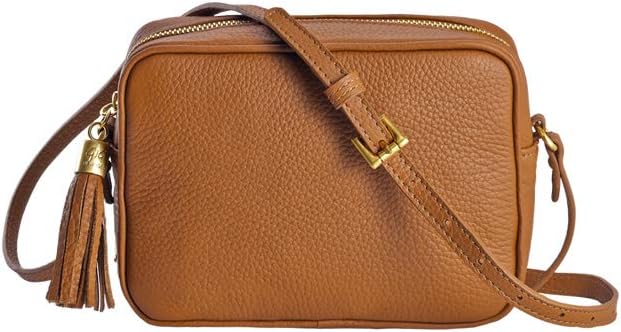GiGi New York Handcrafted Womens Pebble Grain Leather Madison Crossbody Camera Bag
